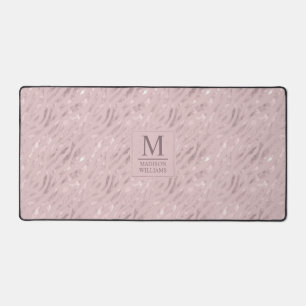 Custom Soft Blush Pastel Pink Gold Glitter Pattern Desk Mat
