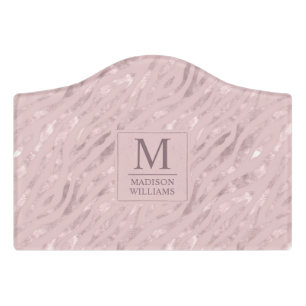 Custom Soft Blush Pastel Pink Gold Glitter Pattern Door Sign