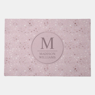 Custom Soft Blush Pastel Pink Gold Glitter Pattern Doormat