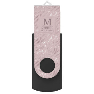 Custom Soft Blush Pastel Pink Gold Glitter Pattern Flash Drive