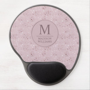 Custom Soft Blush Pastel Pink Gold Glitter Pattern Gel Mouse Pad