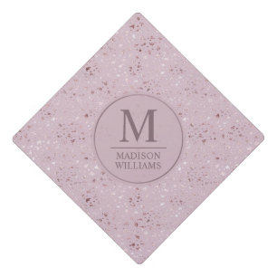 Custom Soft Blush Pastel Pink Gold Glitter Pattern Graduation Cap Topper