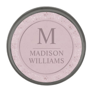 Custom Soft Blush Pastel Pink Gold Glitter Pattern Gunmetal Finish Lapel Pin