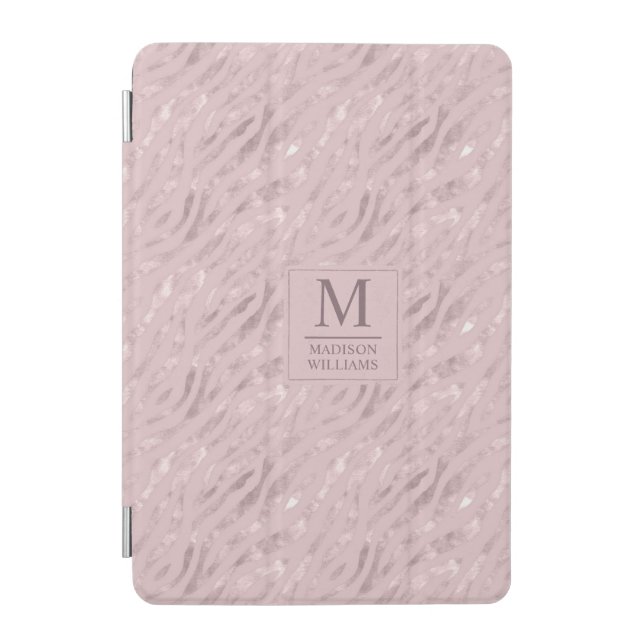 Custom Soft Blush Pastel Pink Gold Glitter Pattern iPad Mini Cover (Front)
