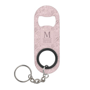 Custom Soft Blush Pastel Pink Gold Glitter Pattern Keychain Bottle Opener