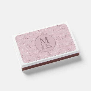 Custom Soft Blush Pastel Pink Gold Glitter Pattern Matchboxes