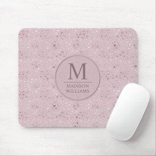 Custom Soft Blush Pastel Pink Gold Glitter Pattern Mouse Pad