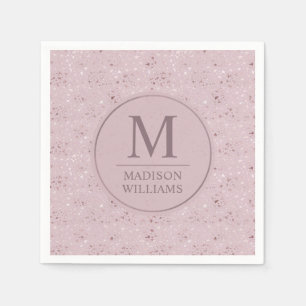 Custom Soft Blush Pastel Pink Gold Glitter Pattern Napkins