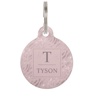 Custom Soft Blush Pastel Pink Gold Glitter Pattern Pet ID Tag