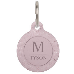 Custom Soft Blush Pastel Pink Gold Glitter Pattern Pet ID Tag