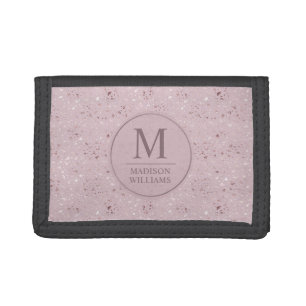 Custom Soft Blush Pastel Pink Gold Glitter Pattern Tri-fold Wallet