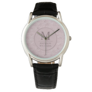 Custom Soft Blush Pastel Pink Gold Glitter Pattern Watch