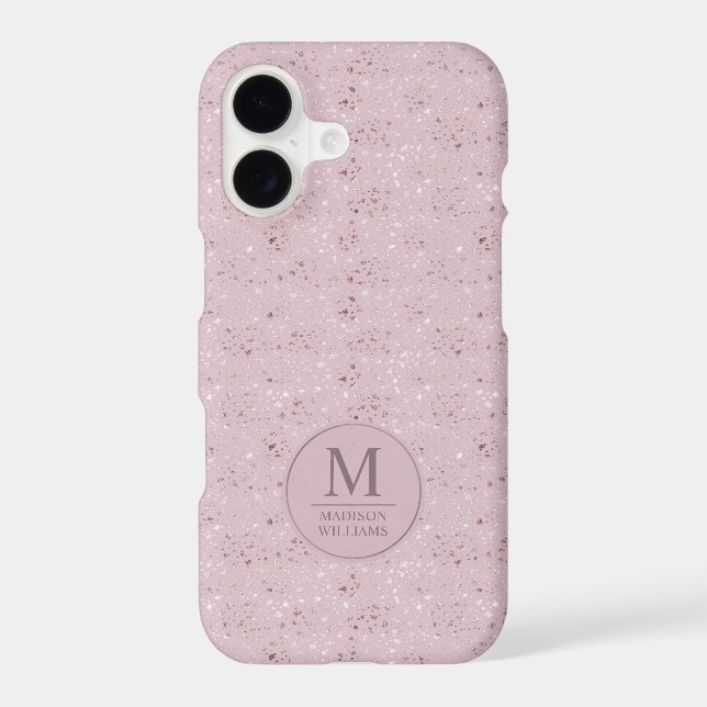 Custom Soft Blush Pink Light Gold Glitter Pattern iPhone Case (Back)