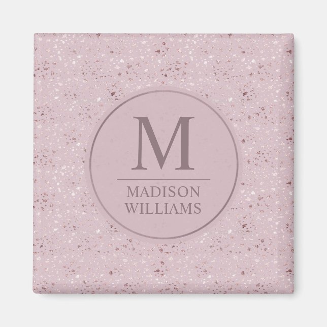 Custom Soft Blush Pink Light Gold Glitter Pattern Magnet (Front)