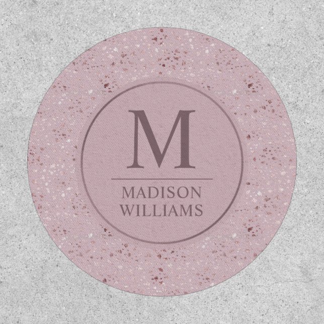 Custom Soft Blush Pink Light Gold Glitter Pattern Patch (Front)