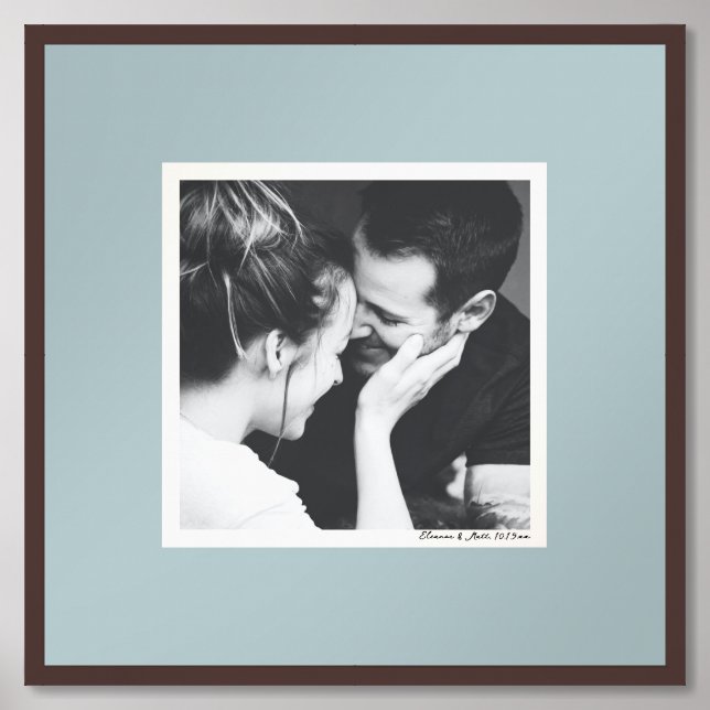 Custom Soft Dusty Blue Border Photo Minimalist Framed Art (Framed Front)