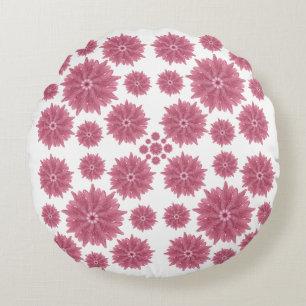 Custom Soft Dusty Pink Chrysanthemum Pattern Round Pillow