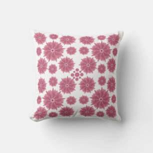 Custom Soft Dusty Pink Chrysanthemum Pattern Throw Pillow
