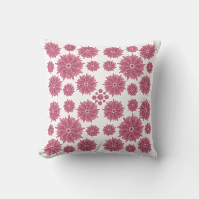 Custom Soft Dusty Pink Chrysanthemum Pattern Throw Pillow (Front)