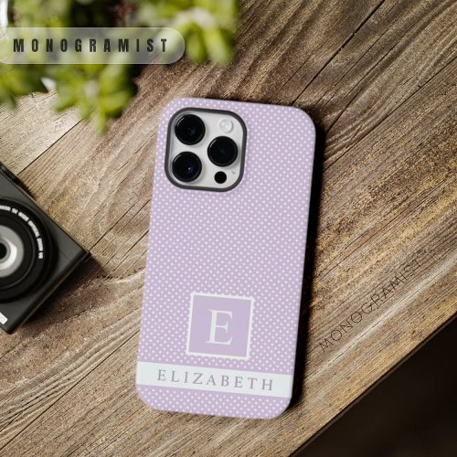 Custom Soft Pale Pastel Purple Polka Dot Design Case_Mate iPhone 14 Pro Max Case