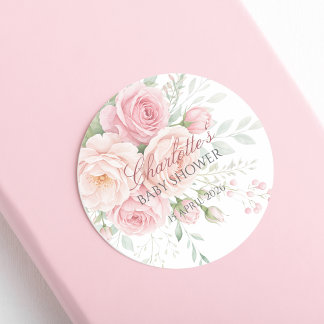 custom soft pink roses floral sticker template