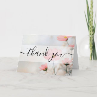 Custom Soft Red Flowers Thank You Card