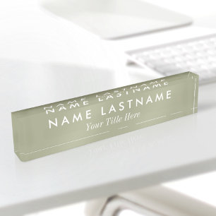 Custom Soft Sage Green Minimal Simple Modern Title Desk Name Plate