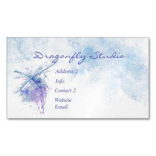 Custom Soft Watercolor Blue  Dragonfly Business Ca Card Magnet
