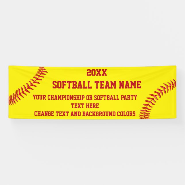 Custom Softball Banner Your Text and Colors (Horizontal)