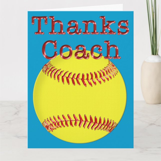 Custom Softball COACH Gifts Thanks Coach BIG Card (Front)