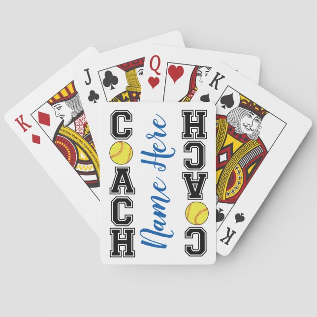 Custom softball coach thank you gift - batter up! poker cards (Back)