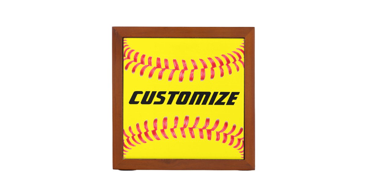 Custom Softball Desk Organizer | Zazzle