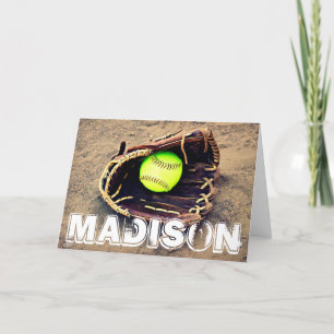 Custom Softball Glove Greeting Card