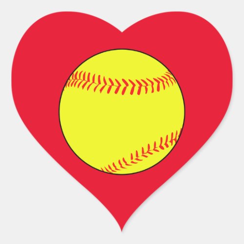 Custom Softball Heart Scrapbook Stickers