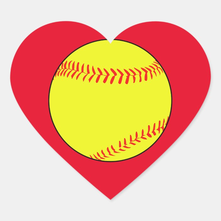 Custom Softball Heart Scrapbook Stickers