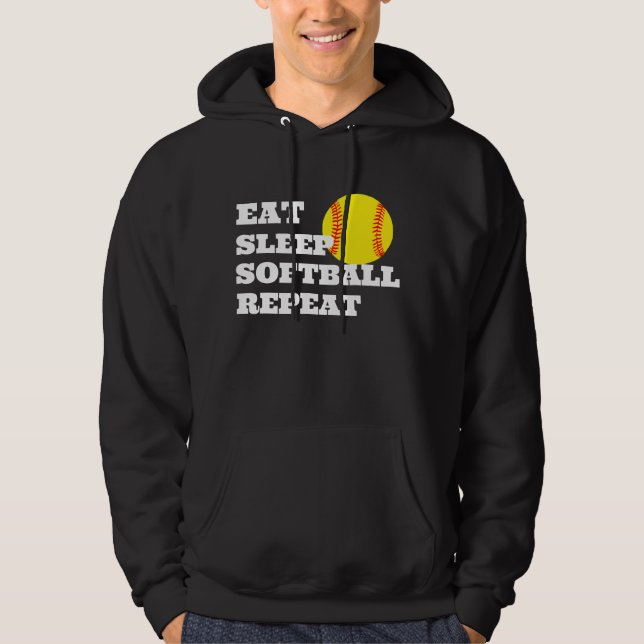 Custom Softball Hoodie - Funny Eat Sleep Repeat (Front)