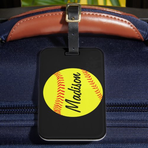 Custom Softball Luggage Tag