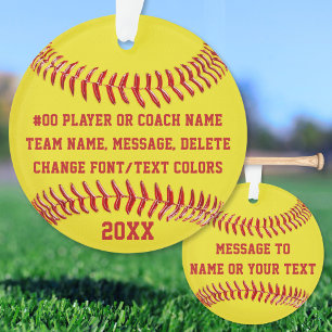 Custom Softball Ornament, for Players or Coach Ornament