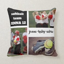 Custom Softball Photo Collage Pillow with Saying