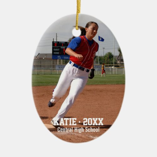 Custom Softball Photo Player Name School Year Ceramic Ornament