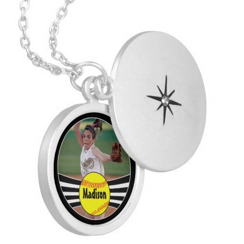 Custom Softball Photo  Text Pendant Necklace