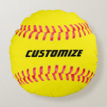 Custom Softball Pillow<br><div class="desc">Custom Softball Pillow: Makes a great gift for softball player, fans or coaches. Add your own text in the text box, or leave it Pillow for a simple softball design. Features high quality red stitches and the standard yellow softball color. Check out our shop - Custom Sports Gear - for...</div>