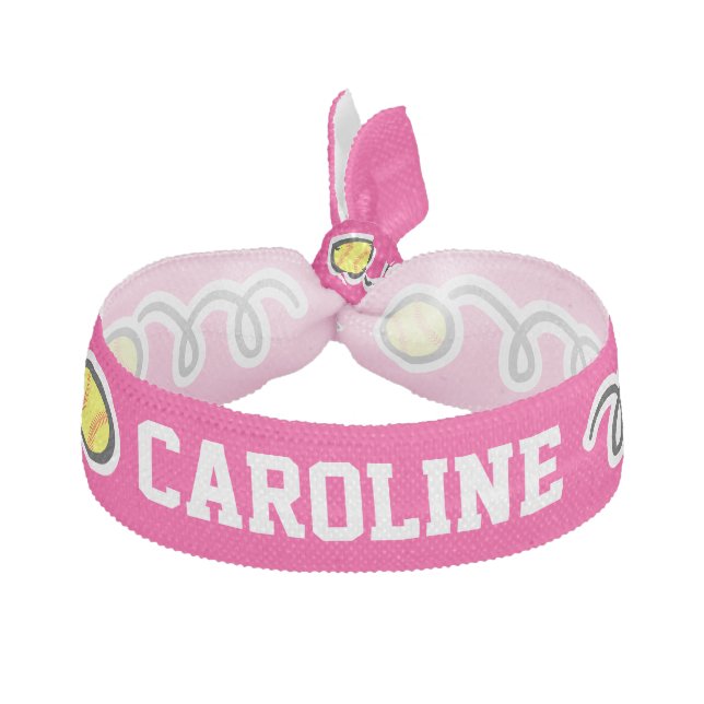 Custom softball player hair ties for girl's team (Front)