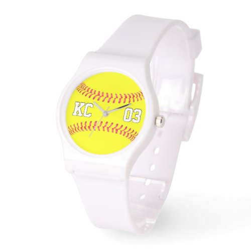 Custom Softball Player Initials and Jersey Number Watch