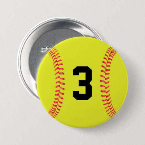 Custom Softball Player Jersey Number or Letters Button