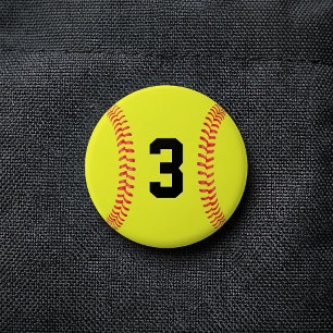 Custom Softball Player Jersey Number or Letters Button