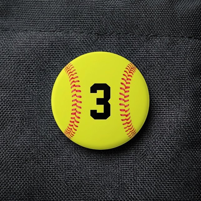 Custom Softball Player Jersey Number or Letters Button (Make your own personalized round softball button. Customize with any number or letters.)