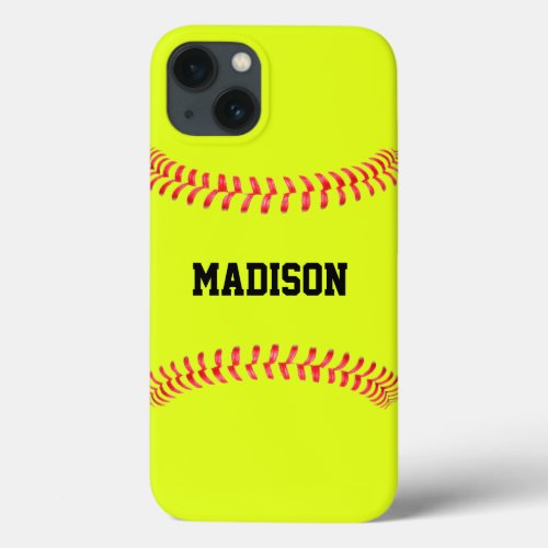 Custom Softball Player Name Team Name or Text iPhone 13 Case