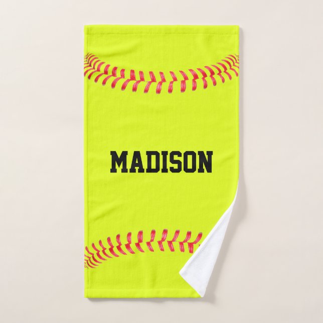 Custom Softball Player Name, Team Name or Text Hand Towel (Hand Towel)