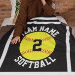 Custom Softball Team Name &amp; Player Number Sports Fleece Blanket at Zazzle
